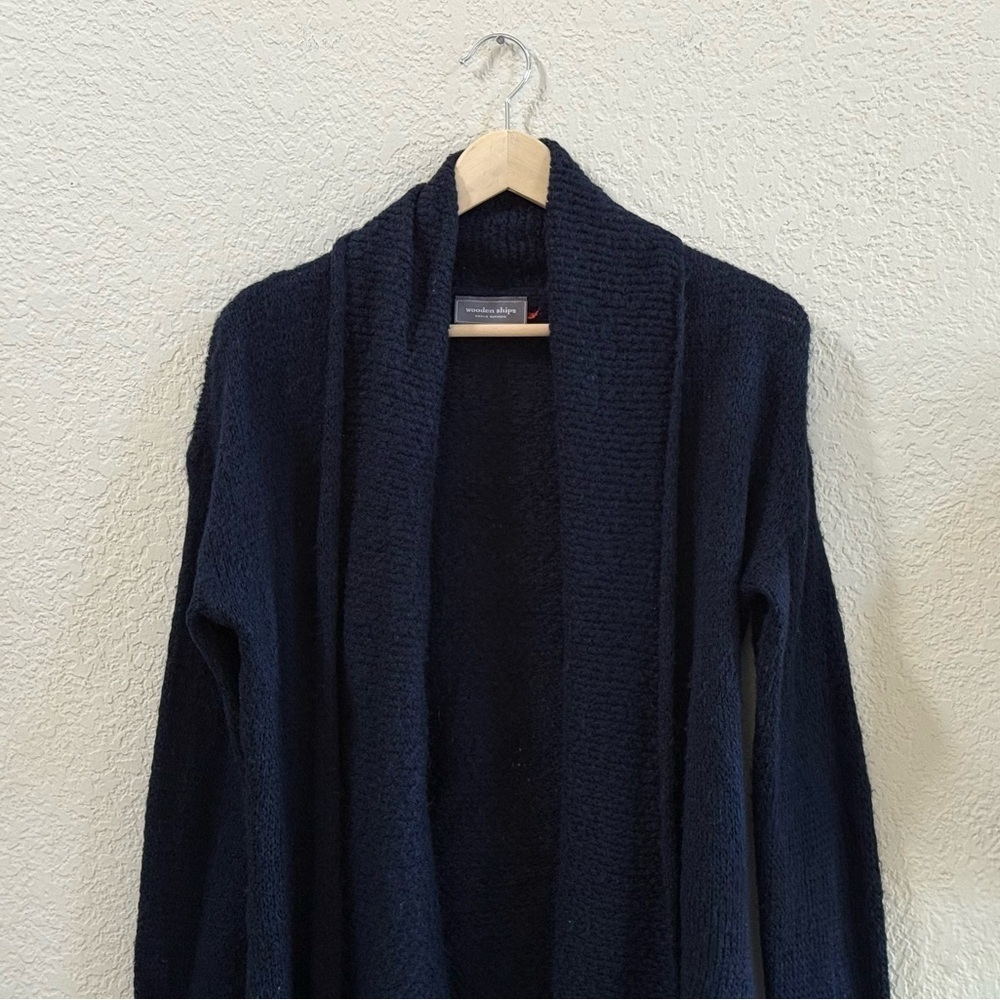 Wooden Ships Sweater Cardigan Wool Knit Casual Classic Navy Blue S/M - Picture 4 of 7